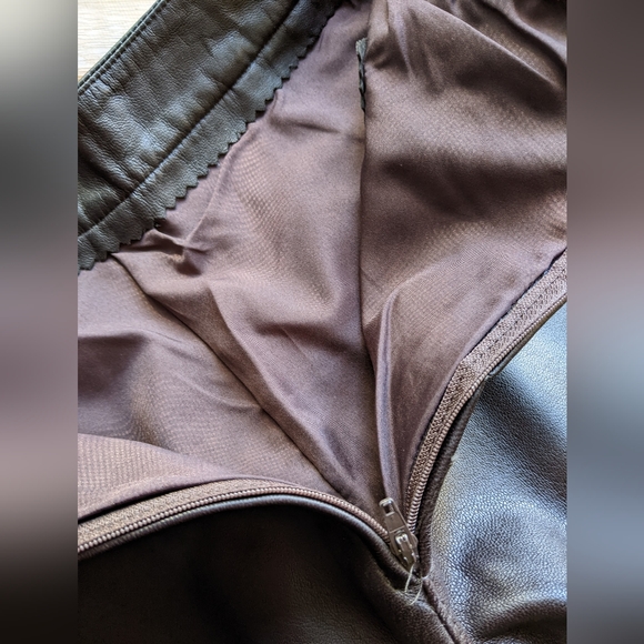 Brown Genuine Leather Pants Sz 4 - Picture 5 of 14